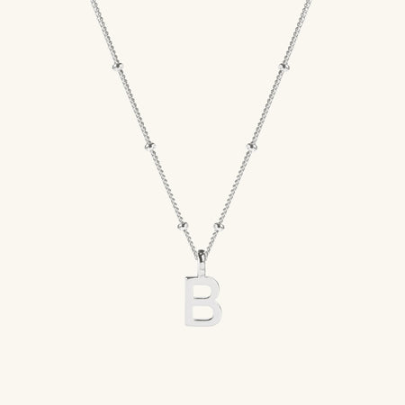 Letter Necklace with Bead Chain Silver